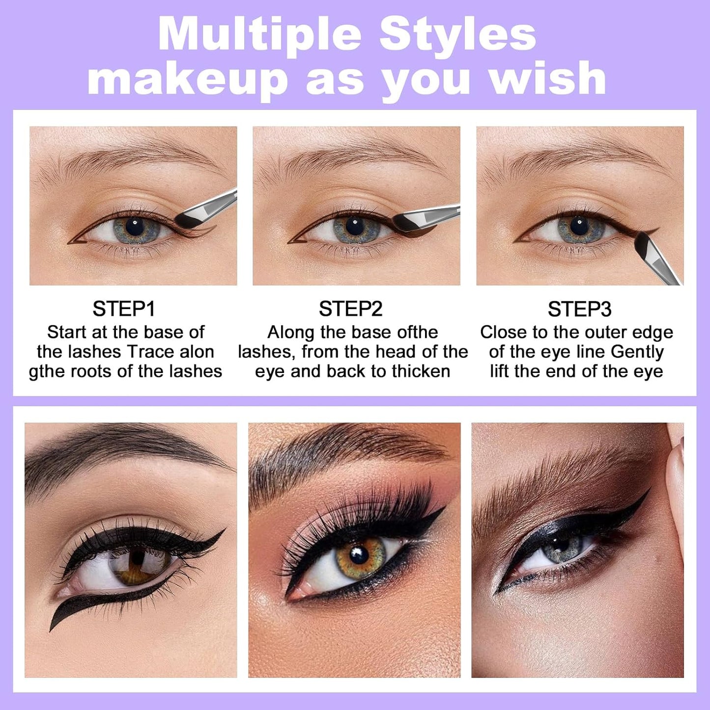 Eyeliner Set - Waterproof Makeup Kit with Liquid Eye Liner Pencil, Gel Eyeliner and Angled Eye Liner Brush, Waterproof, Smudge Resistant, Long Lasting Formula - Black