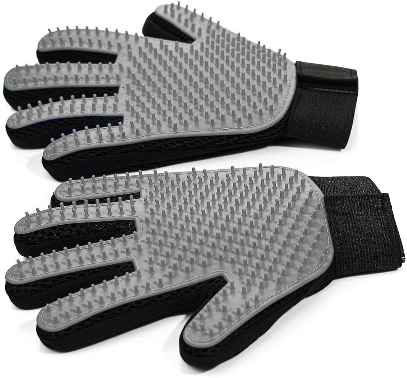 Pet Hair Removal Glove for Dogs & Cats, 2-In-1 Deshedding Brush & Massage Mitt - Grooming Gloves for Shedding Control, Bathing and Washing, Safe for Short/Long Hair Pets 2-Pack (Blue)