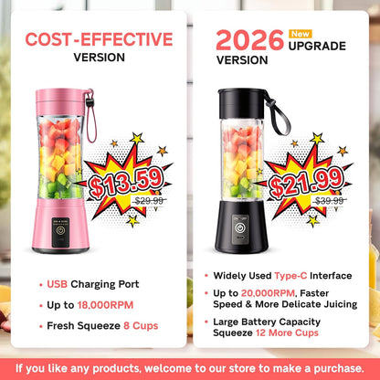 Portable Blender Personal Size Blender - Shakes and Smoothies, Cordless & USB Rechargeable, Lightweight with Bpa-Free Cup Suit in Picnic/Sports/Office