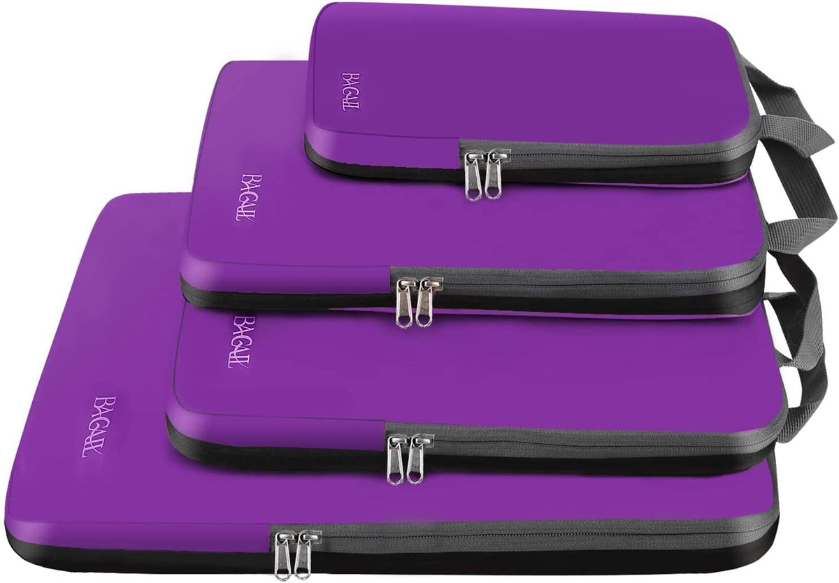 4 Set/6 Set/8 Set Compression Packing Cubes Travel Accessories Expandable Packing Organizers (Half Mesh, 6-Black)