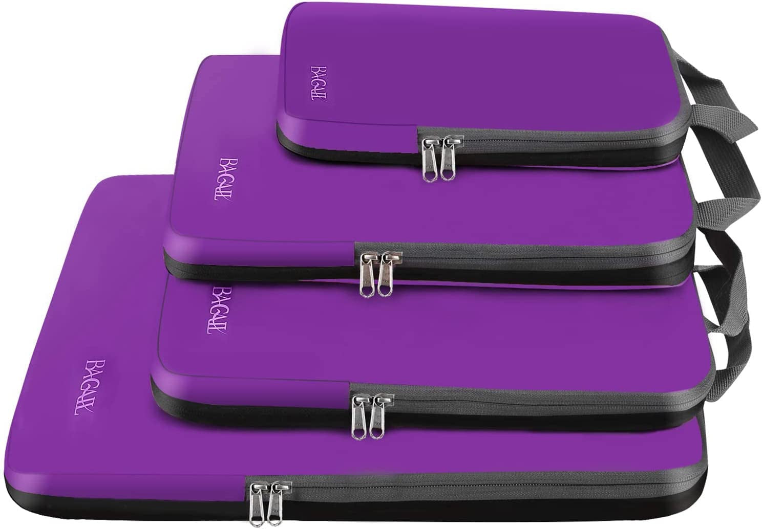 4 Set/6 Set/8 Set Compression Packing Cubes Travel Accessories Expandable Packing Organizers (Half Mesh, 6-Black)