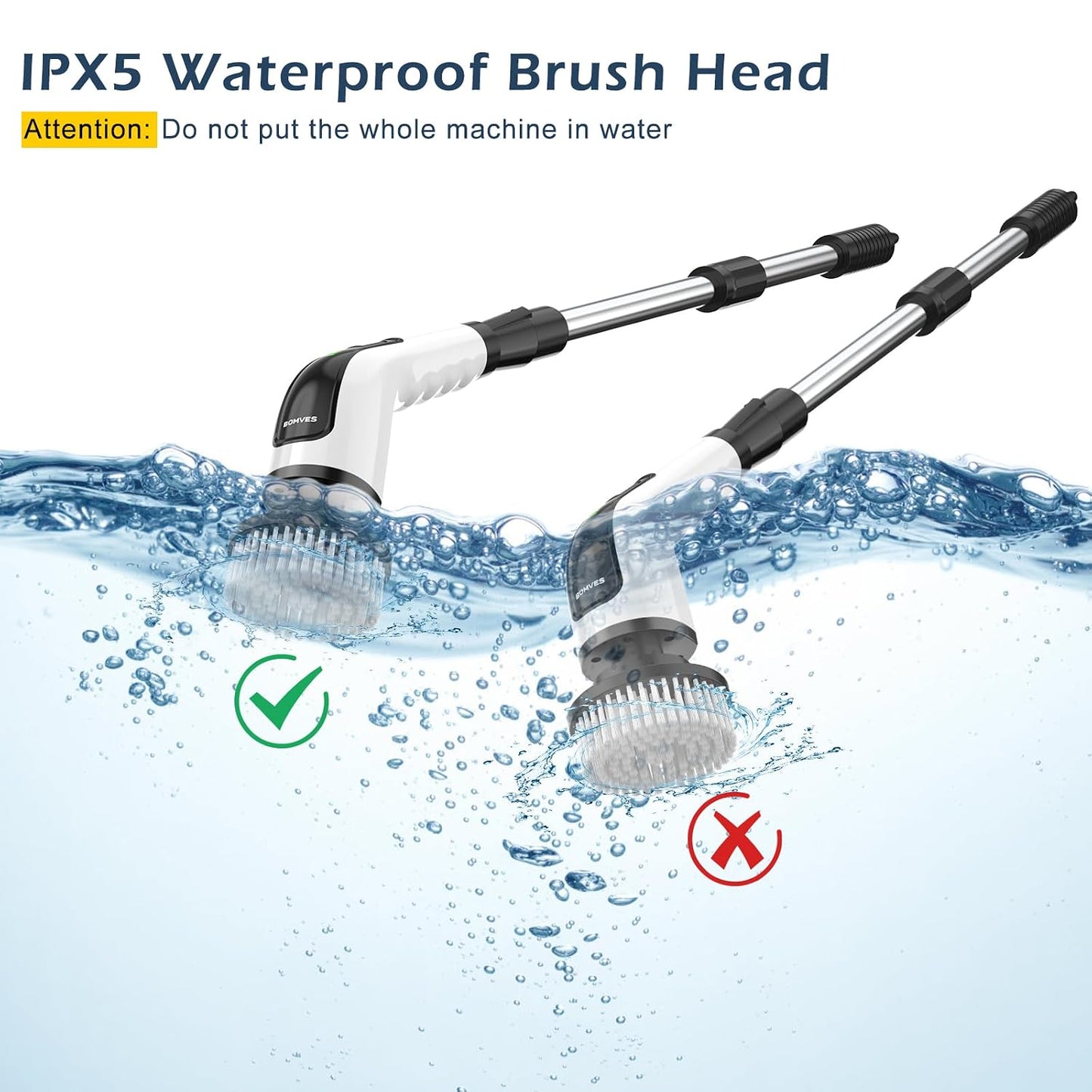 Electric Spin Scrubber, Cordless Cleaning Brush Scrubber for Home, Multi Replaceable Brush Heads-90Mins Work Time, 3 Adjustable Size, 2 Speeds for Bathroom Shower Bathtub Glass Car