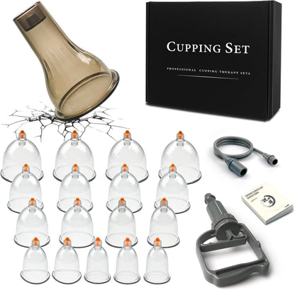 Cupping Set - Cupping Kit for Massage Therapy W/ 12 Cupping Therapy Set for Pain Relief Physical Therapy Body Vacuum Massage Cups with Pump