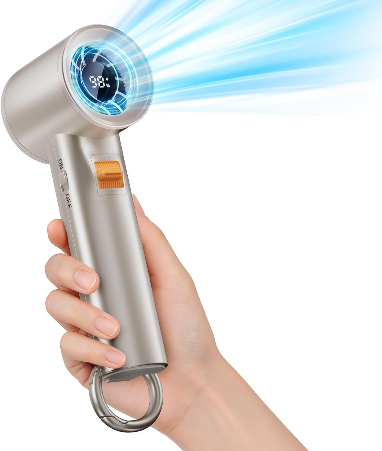 Portable Handheld Turbo Fan for Outdoor- 5000Mah Mini Handheld Personal Pocket Fan for Powerful Airflow Wind - 20Hrs,100 Speeds Adjustable-Digital Display,Gifts for Travel,Outdoor Activites (Camping)