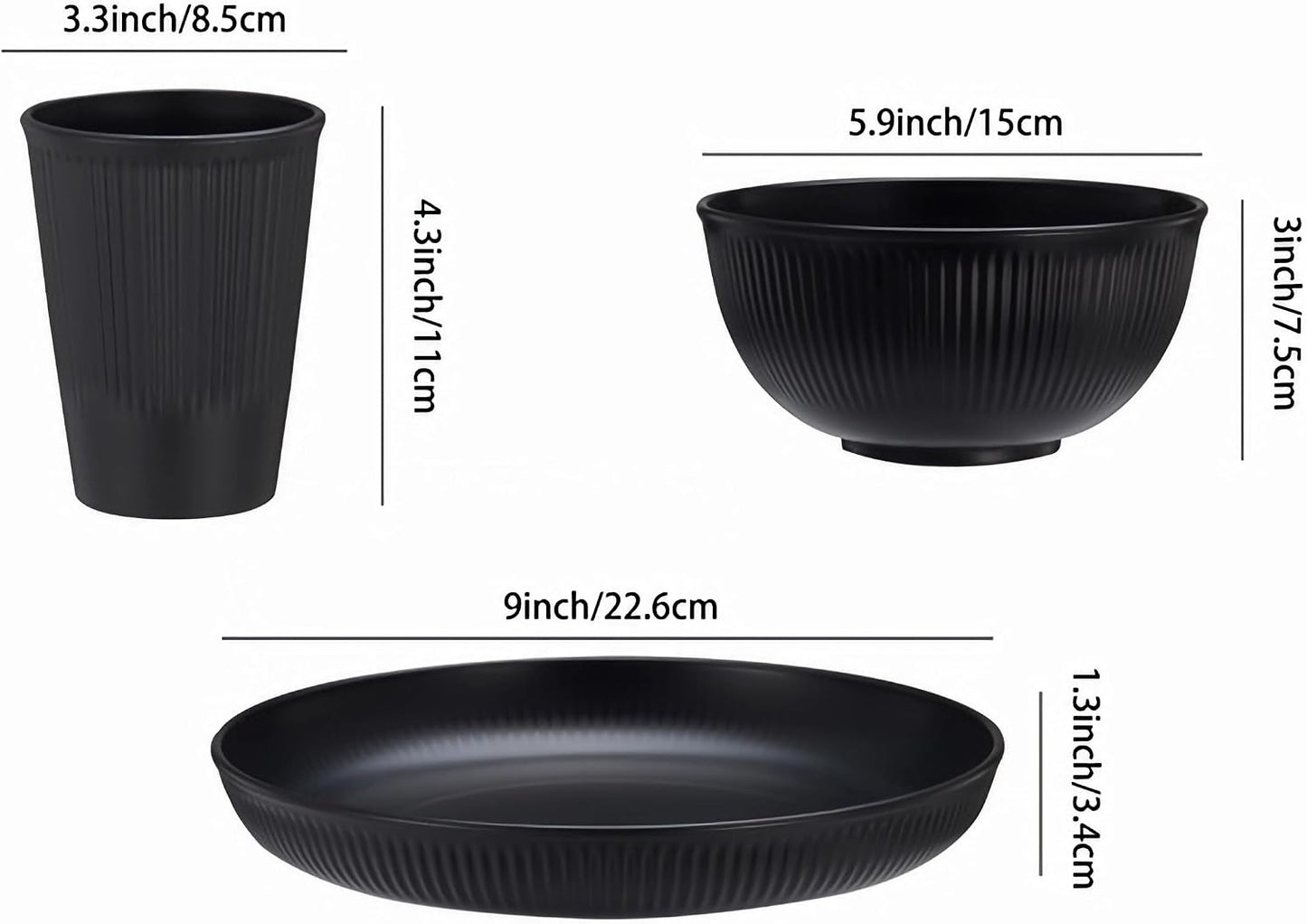 18Pcs Unbreakable Dinnerware Set Dish Set Kitchen Plates and Bowls Sets |  Wheat Straw Dinnerware Sets Dishwasher and Microwave Safe Outdoor Apartment Dinning RV Camping Essentials