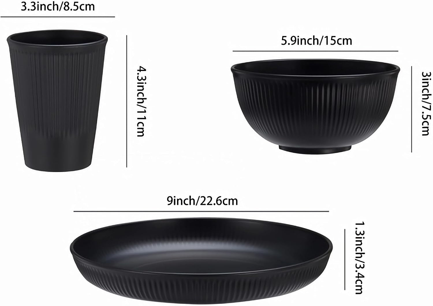 18Pcs Unbreakable Dinnerware Set Dish Set Kitchen Plates and Bowls Sets |  Wheat Straw Dinnerware Sets Dishwasher and Microwave Safe Outdoor Apartment Dinning RV Camping Essentials