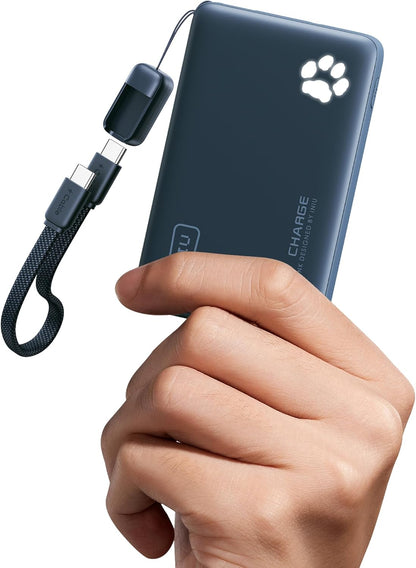 45W Fast Charging Portable Charger, 40% Smaller 10000Mah with Detachable Cable, Flight-Safe Travel Power Bank, USB C External Phone Battery Pack for Iphone 17 16 Pro Ipad Samsung S26 Google Etc