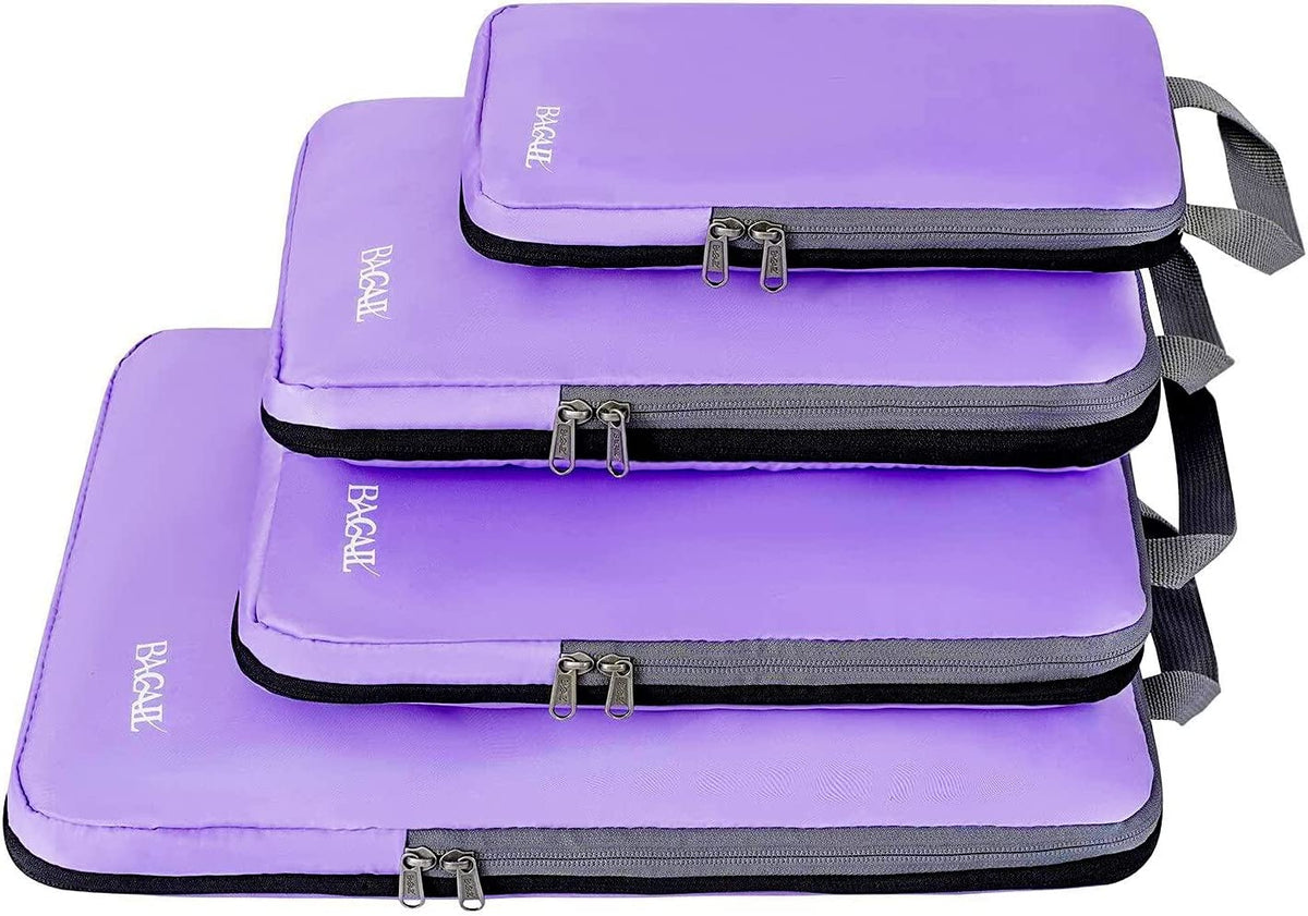 4 Set/6 Set/8 Set Compression Packing Cubes Travel Accessories Expandable Packing Organizers (Half Mesh, 6-Black)