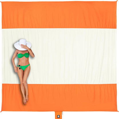 Beach Blanket Sandproof Waterproof, Extra Large Beach Mat, Oversized & Compact Sand Free, Quick Drying Beach Essentials for Vacation, Cruise, Picnic & Camping with Stakes