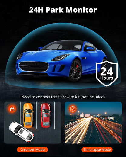 E4 4K Dash Cam Front and Rear, Wifi Front 4K Rear 1080P Dual Dash Camera for Cars, Mini Dashcam with APP Control, Night Vision, Parking Mode
