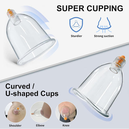 Cupping Set - Cupping Kit for Massage Therapy W/ 12 Cupping Therapy Set for Pain Relief Physical Therapy Body Vacuum Massage Cups with Pump