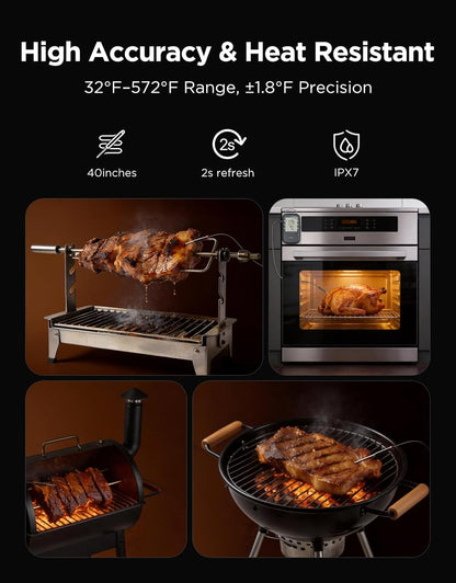 Govee Bluetooth Meat Thermometer Digital with Smart App Timer and Alerts | 2 Probes, 230Ft Bluetooth Range, Smart LCD Backlight, Free Data Storage, Grill Thermometer for Cooking Turkey, Beef, Fish