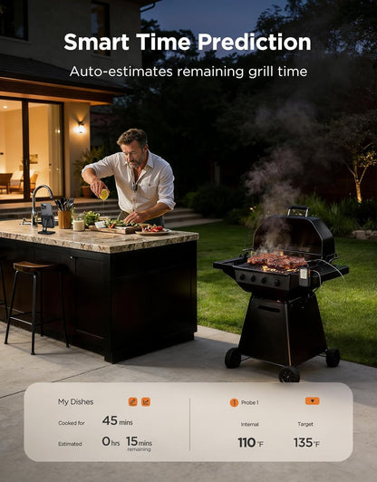 Govee Bluetooth Meat Thermometer Digital with Smart App Timer and Alerts | 2 Probes, 230Ft Bluetooth Range, Smart LCD Backlight, Free Data Storage, Grill Thermometer for Cooking Turkey, Beef, Fish