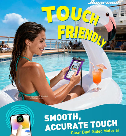 Universal Waterproof Phone Pouch, Dry Bag Compatible for Iphone 17 16 15 14 13 Pro Max XS plus Samsung Galaxy S22 Cellphone up to 8.9", IPX8 Water Proof Cell Phone Case for Beach-2Pack