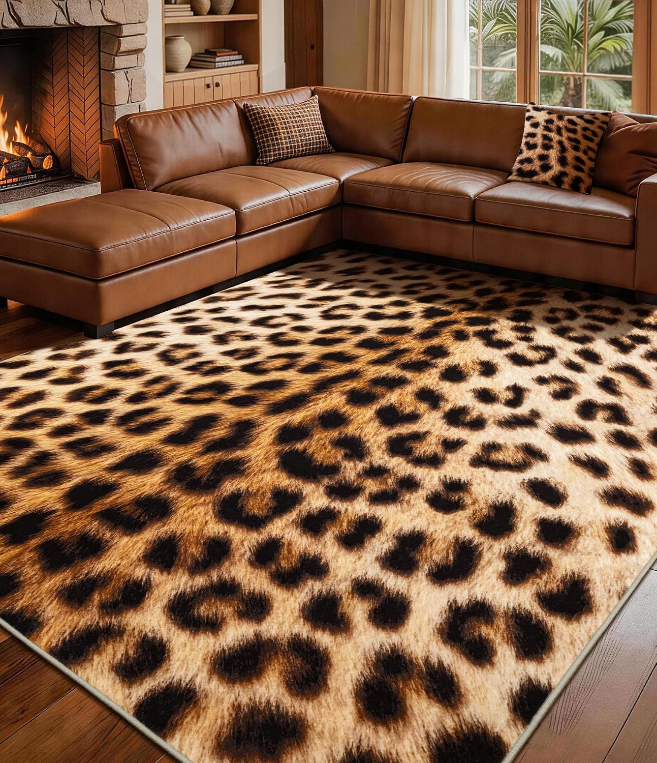 Cowhide 4X6 Area Rug, Brown Cow Rugs for Living Room, Soft Low-Pile Washable Rug, Western Rustic Faux Animal Print Rugs for Bedroom, Dining Room