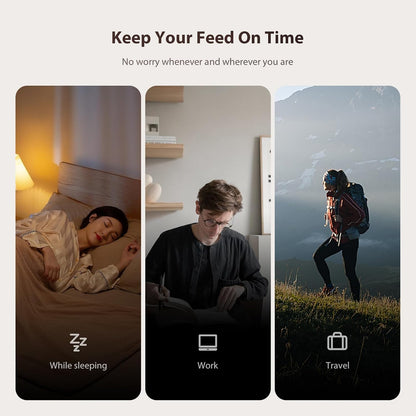 Feeder keeps meals on time while sleeping, working or travelling
