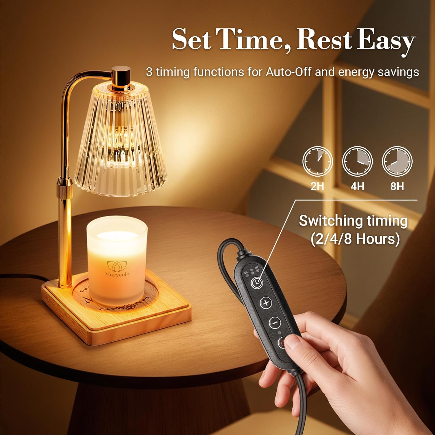 Candle warmer lamp with timer control and auto shut-off
