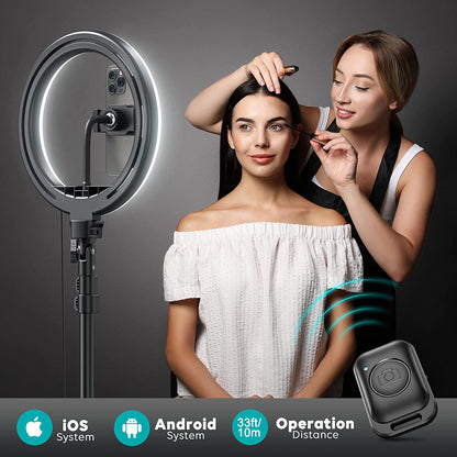 10" Ring Light with Stand 72'' Tall & Phone Holder,38 Color Modes Selfie Light with Tripod Stand,Stepless Dimmable/Speed LED Ring Light for Iphone & Android,Youtube, Makeup,Tik Tok