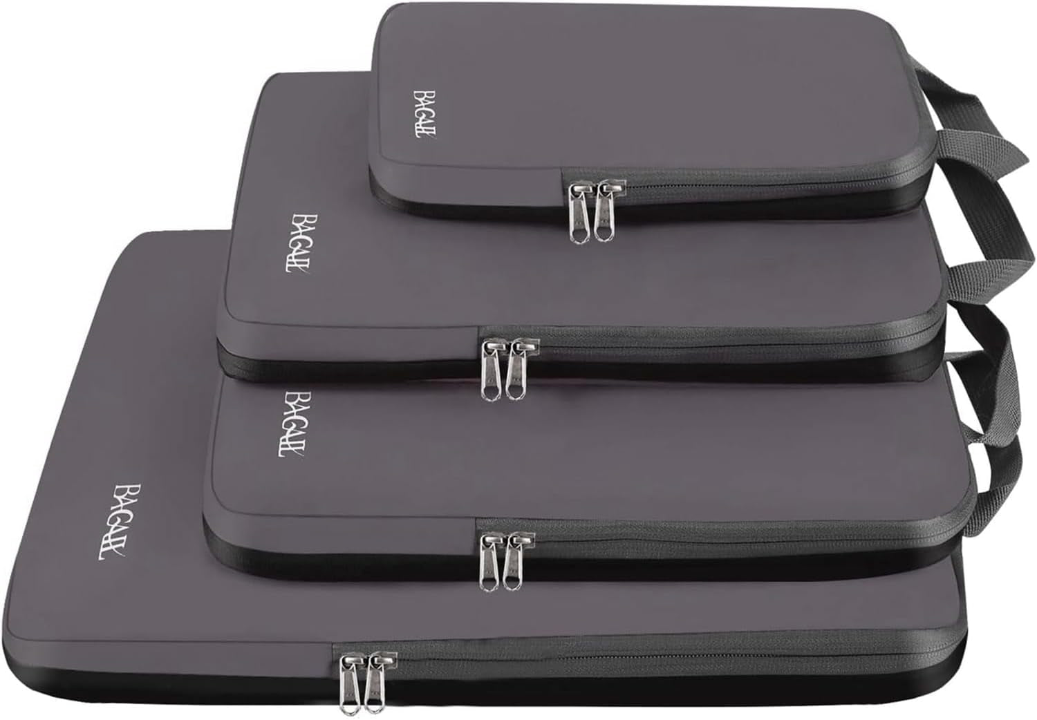 4 Set/6 Set/8 Set Compression Packing Cubes Travel Accessories Expandable Packing Organizers (Half Mesh, 6-Black)