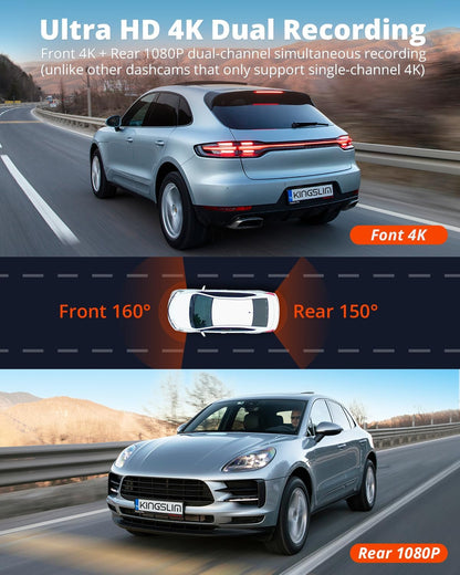 E4 4K Dash Cam Front and Rear, Wifi Front 4K Rear 1080P Dual Dash Camera for Cars, Mini Dashcam with APP Control, Night Vision, Parking Mode