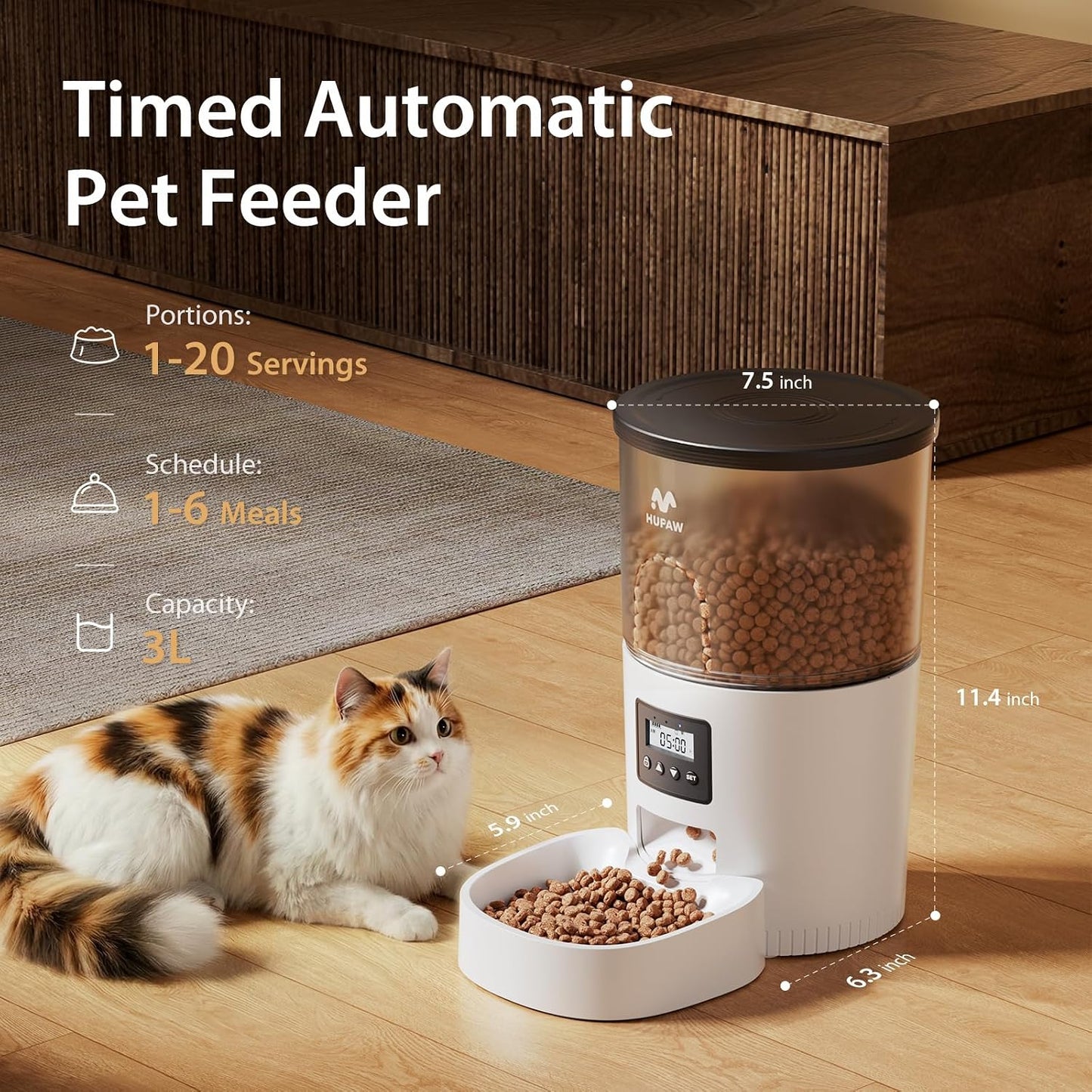 Timed automatic pet feeder dimensions and capacity
