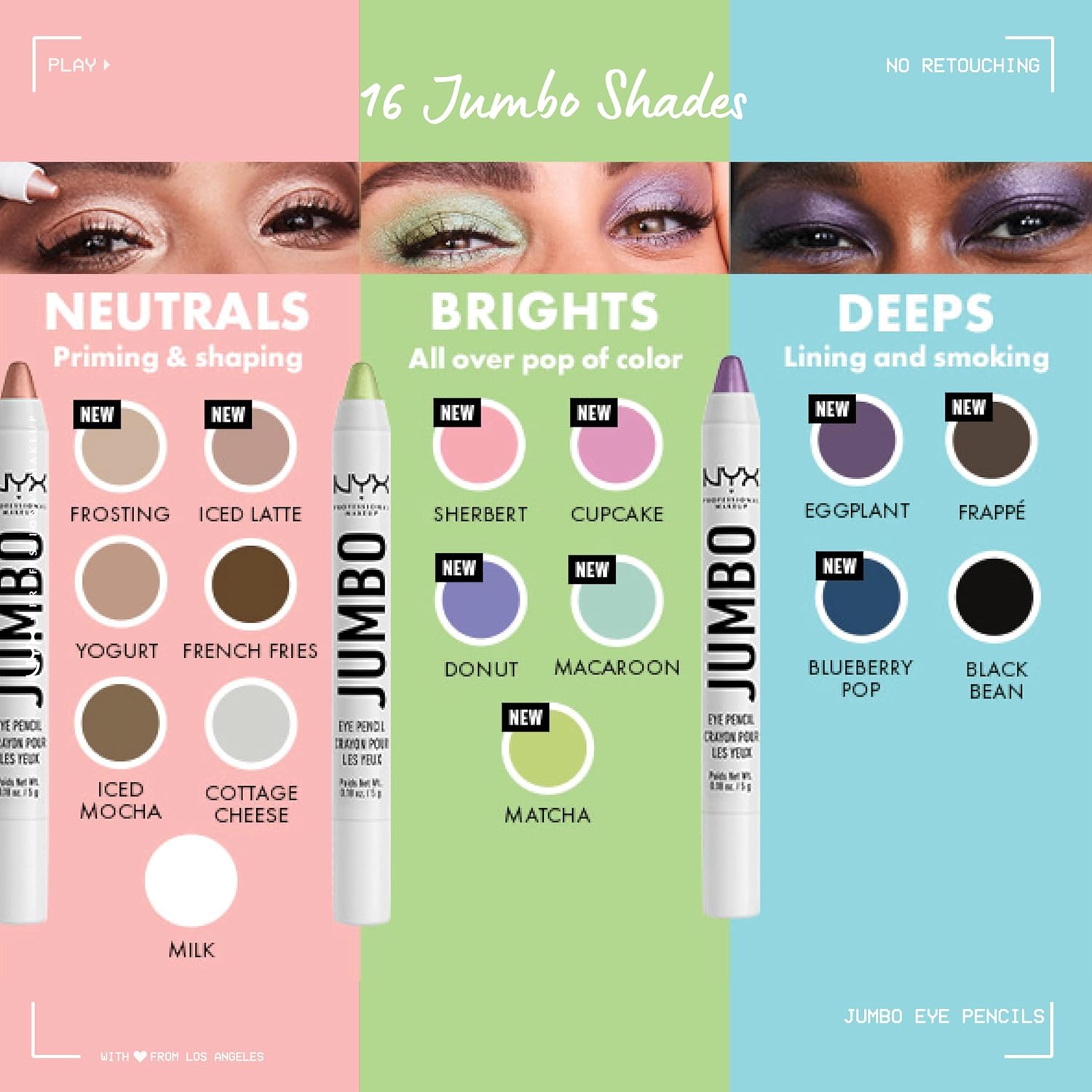 NYX PROFESSIONAL MAKEUP Jumbo Eye Pencil, Blendable Eyeshadow Stick & Eyeliner Pencil - Sherbet (Coral)