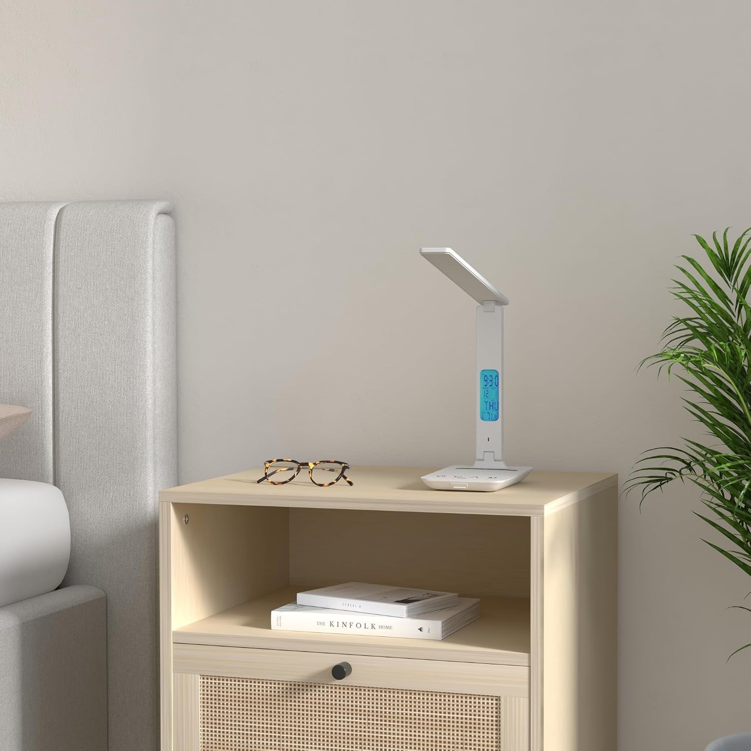 Desk Lamp with Wireless Charger: USB Charging Port, Table Lamp with Clock, Desk Lamps for Home Office College Dorm Room Essentials