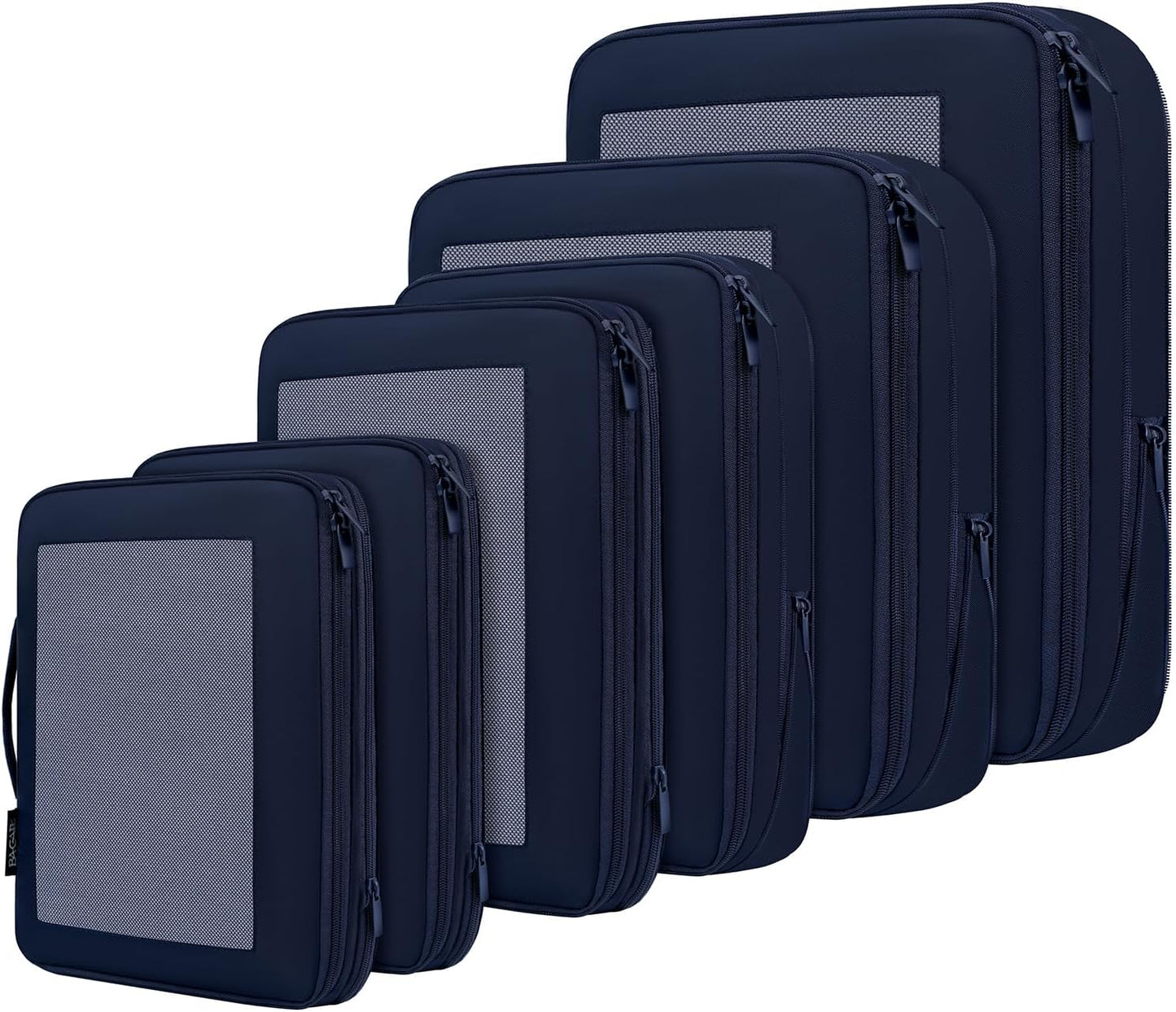 4 Set/6 Set/8 Set Compression Packing Cubes Travel Accessories Expandable Packing Organizers (Half Mesh, 6-Black)
