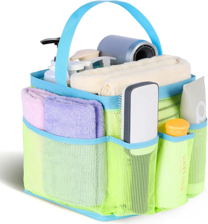 Mesh Shower Caddy Portable for College Dorm Room Essentials, Shower Caddy Dorm with 9-Pocket Large Capacity for Beach, Swimming, Gym, Camping, Travel Essentials