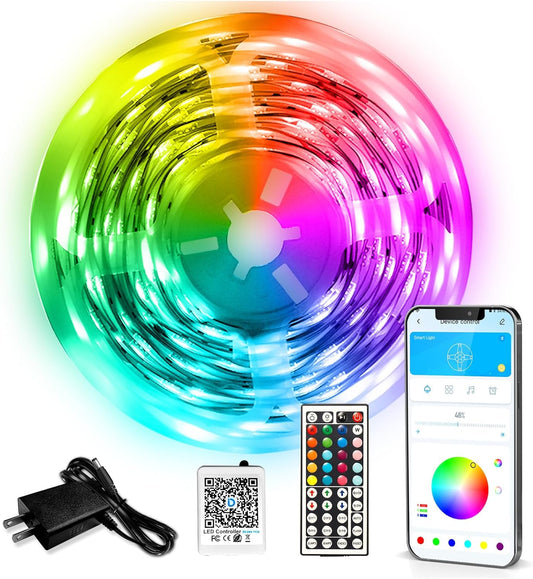 LED Strip Lights 110Ft, Smart Lighting Strips with App Remote Control, RGB Music Sync Color Changing Lights for Bedroom Kitchen Party Home Decor Luces Led Para Cuarto (1 Roll)