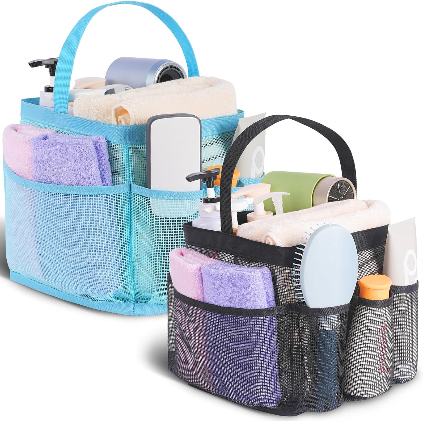 Mesh Shower Caddy Portable for College Dorm Room Essentials, Shower Caddy Dorm with 9-Pocket Large Capacity for Beach, Swimming, Gym, Camping, Travel Essentials