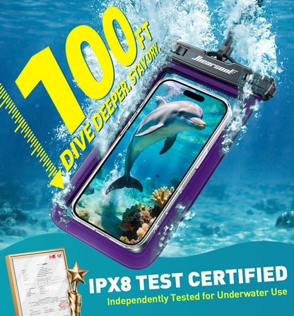 Universal Waterproof Phone Pouch, Dry Bag Compatible for Iphone 17 16 15 14 13 Pro Max XS plus Samsung Galaxy S22 Cellphone up to 8.9", IPX8 Water Proof Cell Phone Case for Beach-2Pack