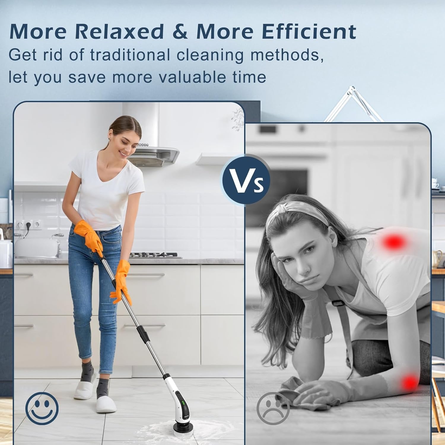 Electric Spin Scrubber, Cordless Cleaning Brush Scrubber for Home, Multi Replaceable Brush Heads-90Mins Work Time, 3 Adjustable Size, 2 Speeds for Bathroom Shower Bathtub Glass Car