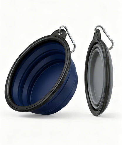 Collapsible Dog Bowls for Travel, 2-Pack Dog Portable Water Bowl for Dogs Cats Pet Foldable Feeding Watering Dish for Traveling Camping with Carabiners, BPA Free (Grey&Black, Small (Pack of 2))