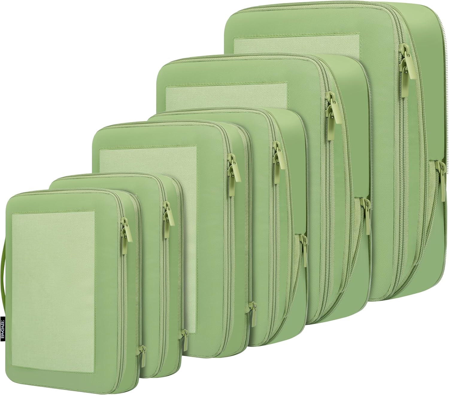4 Set/6 Set/8 Set Compression Packing Cubes Travel Accessories Expandable Packing Organizers (Half Mesh, 6-Black)