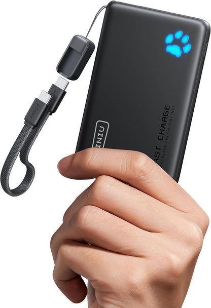 45W Fast Charging Portable Charger, 40% Smaller 10000Mah with Detachable Cable, Flight-Safe Travel Power Bank, USB C External Phone Battery Pack for Iphone 17 16 Pro Ipad Samsung S26 Google Etc
