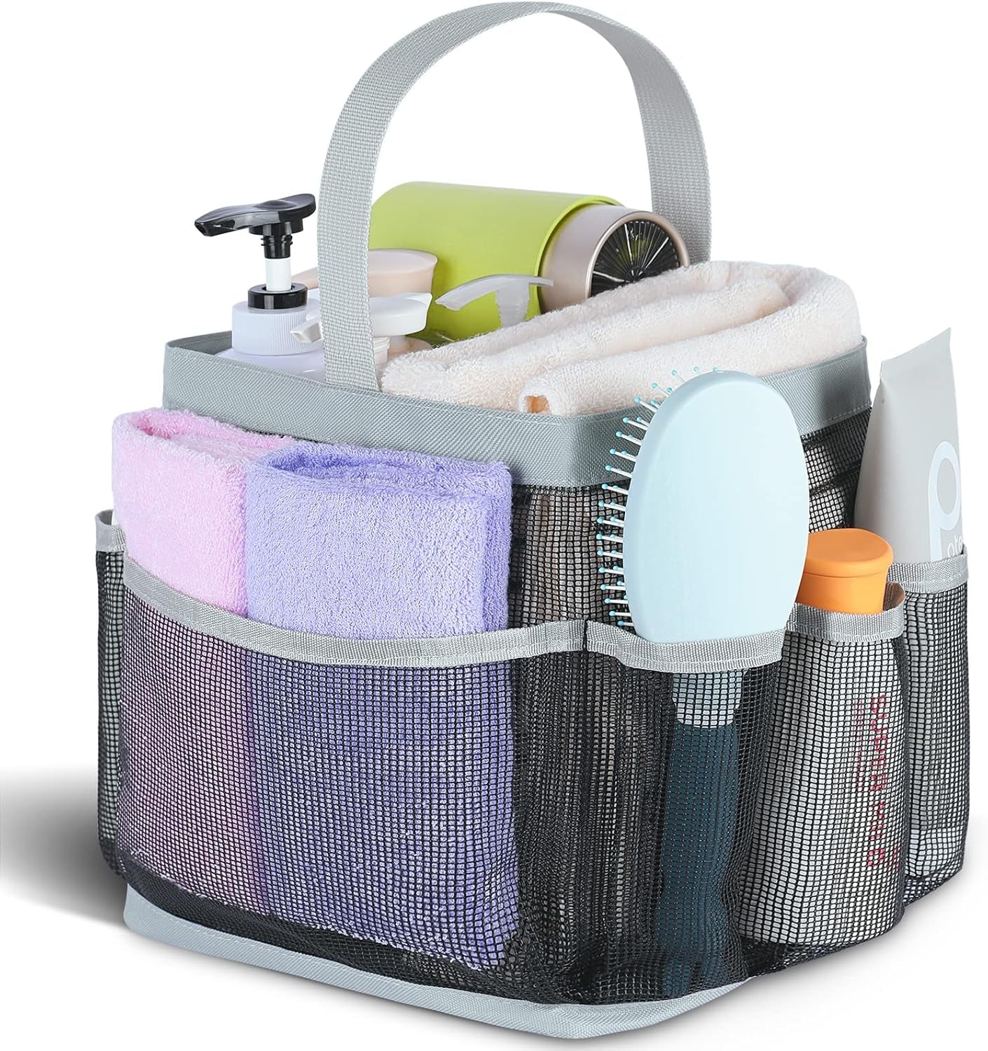 Mesh Shower Caddy Portable for College Dorm Room Essentials, Shower Caddy Dorm with 9-Pocket Large Capacity for Beach, Swimming, Gym, Camping, Travel Essentials