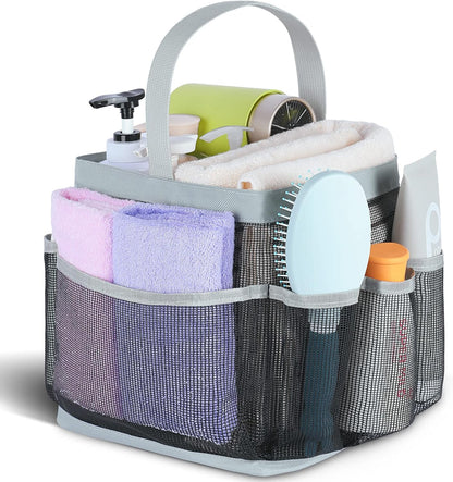 Mesh Shower Caddy Portable for College Dorm Room Essentials, Shower Caddy Dorm with 9-Pocket Large Capacity for Beach, Swimming, Gym, Camping, Travel Essentials