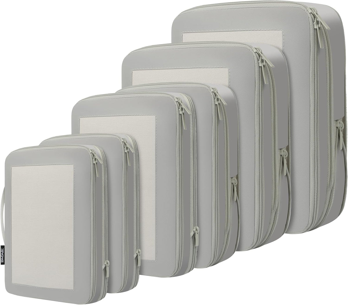 4 Set/6 Set/8 Set Compression Packing Cubes Travel Accessories Expandable Packing Organizers (Half Mesh, 6-Black)