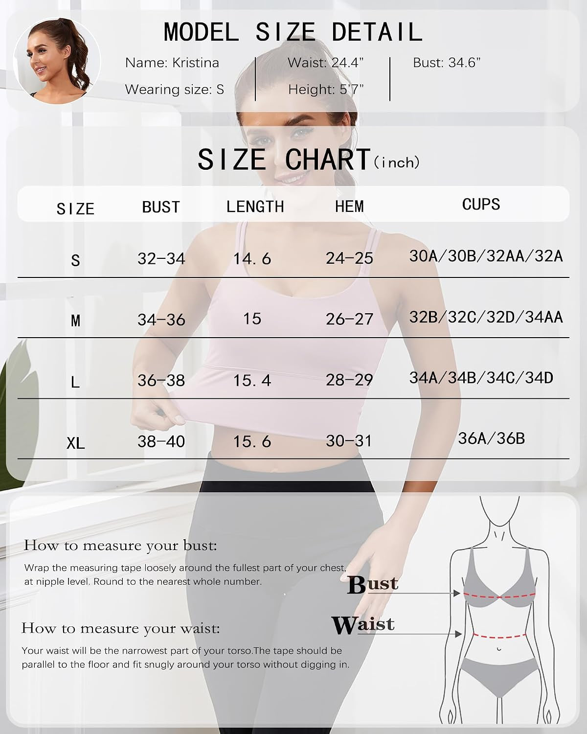 Sports Bras for Women High Support Longline Workout Tank Tops Built in Bra Strappy Yoga Padded Crop Top