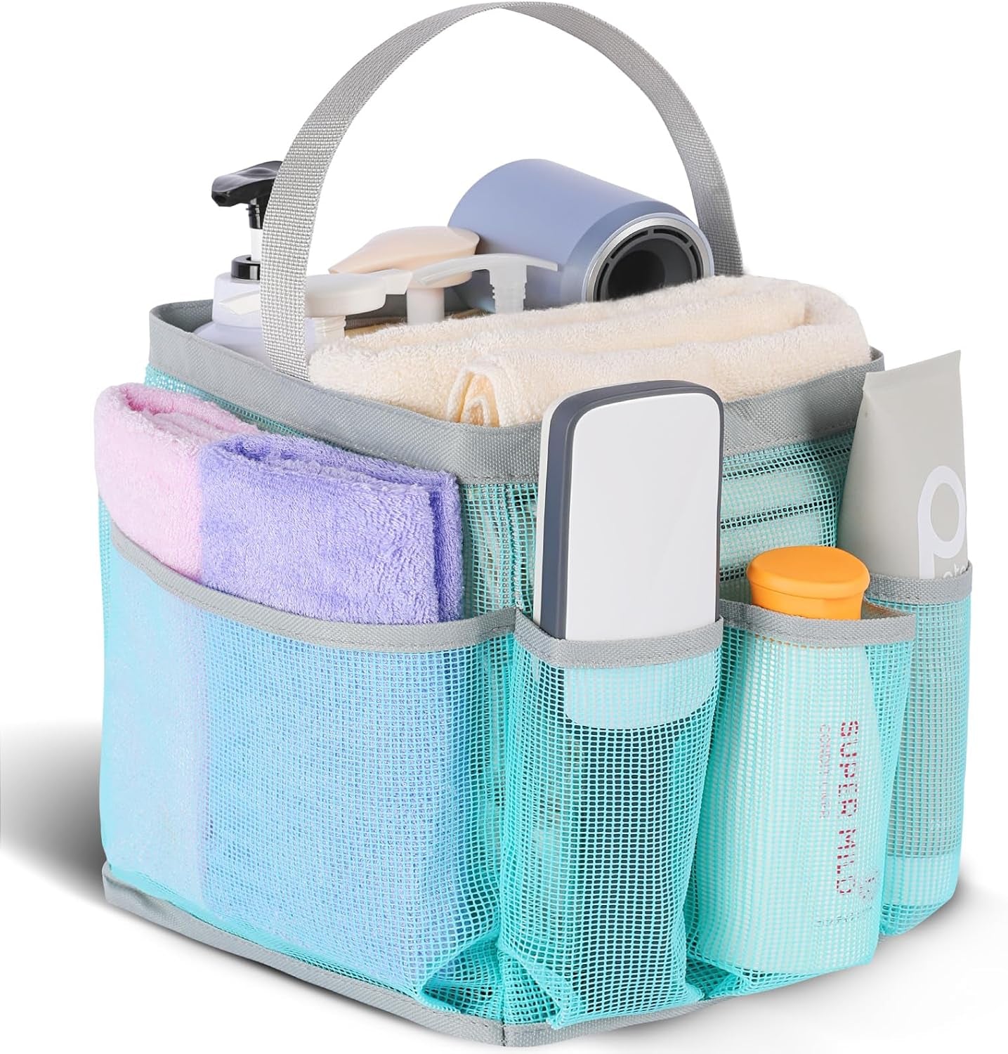 Mesh Shower Caddy Portable for College Dorm Room Essentials, Shower Caddy Dorm with 9-Pocket Large Capacity for Beach, Swimming, Gym, Camping, Travel Essentials