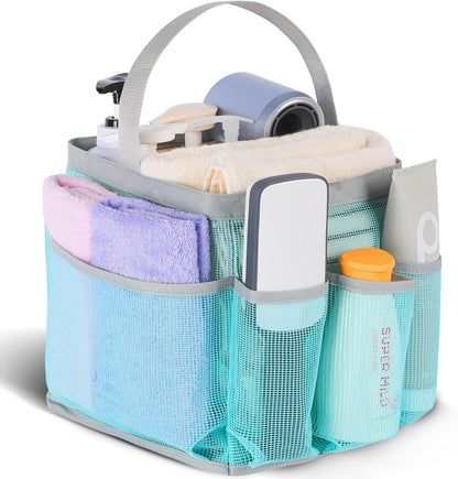 Mesh Shower Caddy Portable for College Dorm Room Essentials, Shower Caddy Dorm with 9-Pocket Large Capacity for Beach, Swimming, Gym, Camping, Travel Essentials